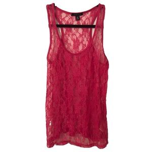 Y2K Hot Pink Lace Camisole Racerback Tank Top